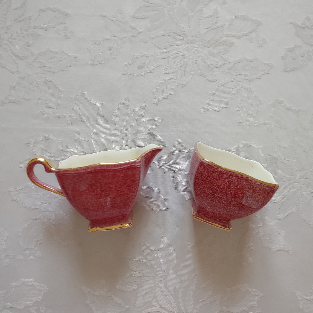 Royal Winton England Gold Trim sugar bowl and creamer 2 items
